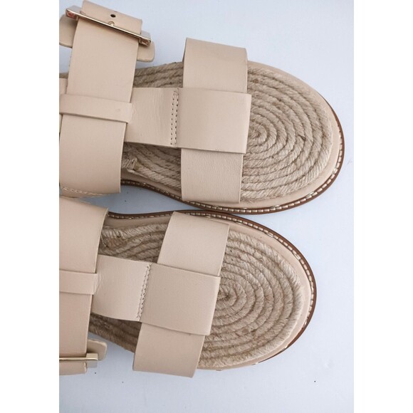 ASOS Designs Jukebox Beige Leather Gladiator Platform Chunky Big Buckle Sandal - Picture 8 of 14